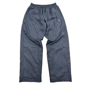 Puma Track Pants Men's Large Black Windbreaker‎ Wide Leg Zipped Ankle Lined